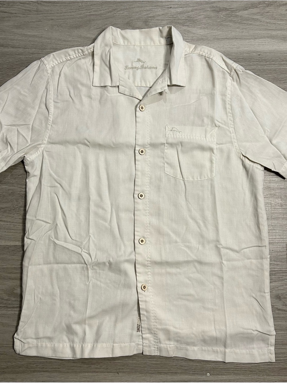 Tommy Bahama Cream Short-Sleeve Camp Collar Shirt